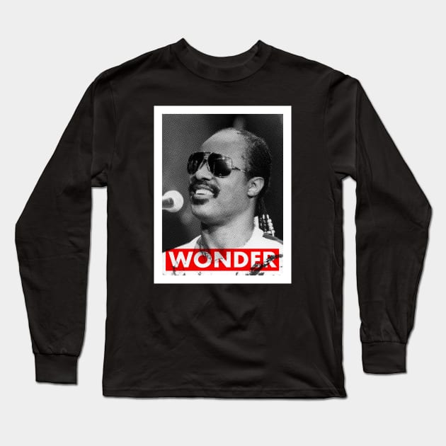 Stevie Wonder Riso Style Print Long Sleeve T-Shirt by SkipBroTees